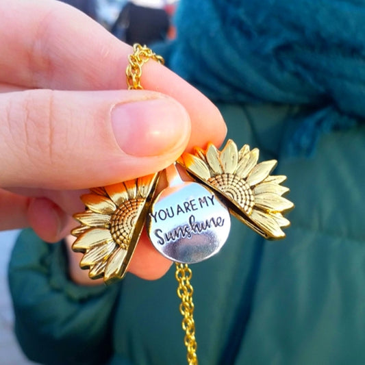 "YOU ARE MY SUNSHINE" sunflower necklace