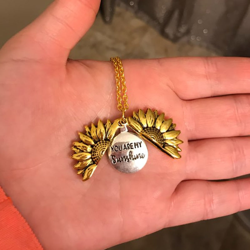 "YOU ARE MY SUNSHINE" sunflower necklace