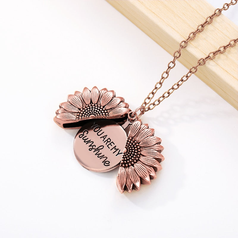 "YOU ARE MY SUNSHINE" sunflower necklace