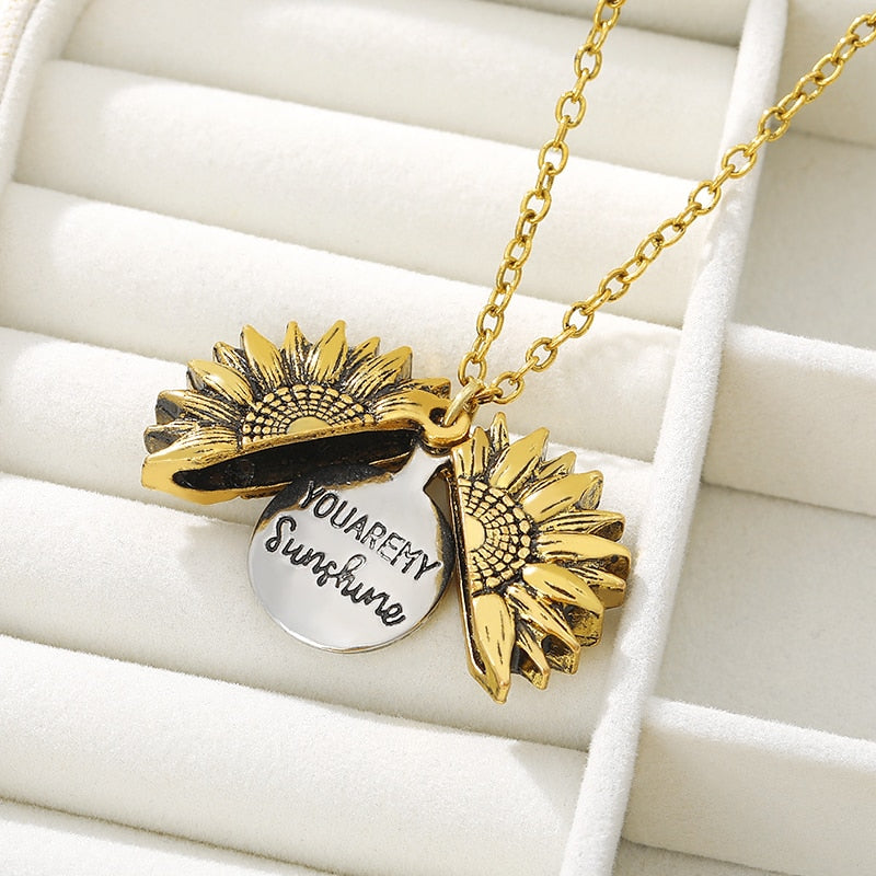 "YOU ARE MY SUNSHINE" sunflower necklace