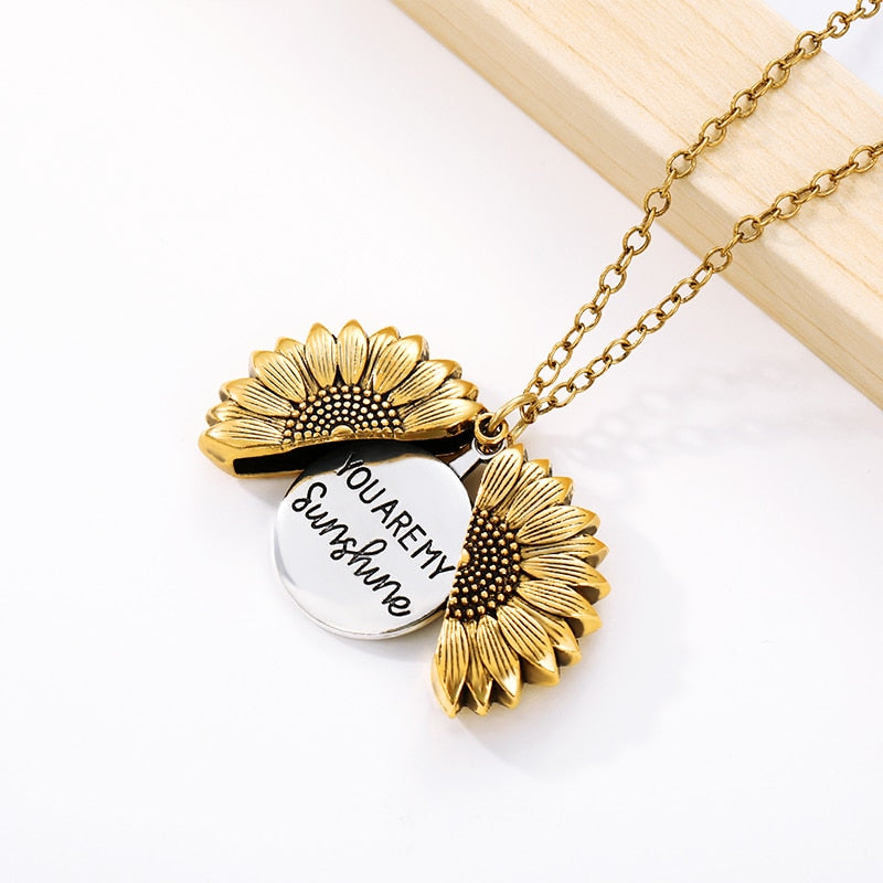 "YOU ARE MY SUNSHINE" sunflower necklace