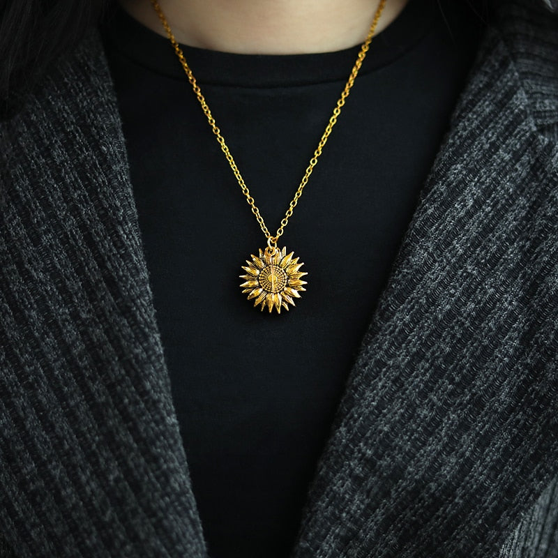 "YOU ARE MY SUNSHINE" sunflower necklace