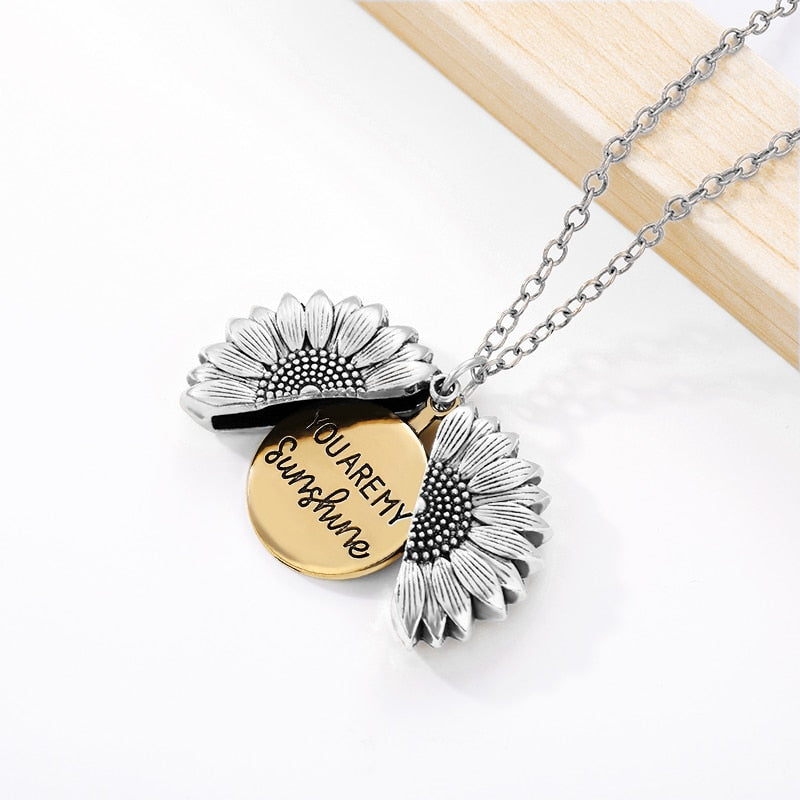 "YOU ARE MY SUNSHINE" sunflower necklace