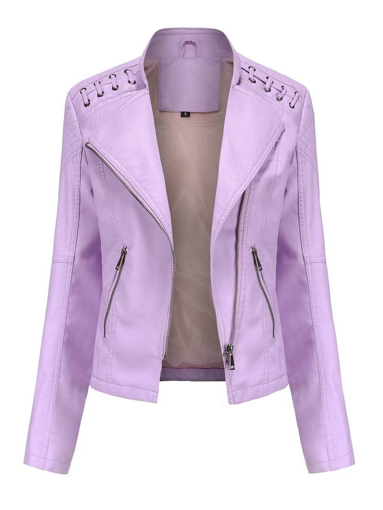 Biker style women's leather jacket