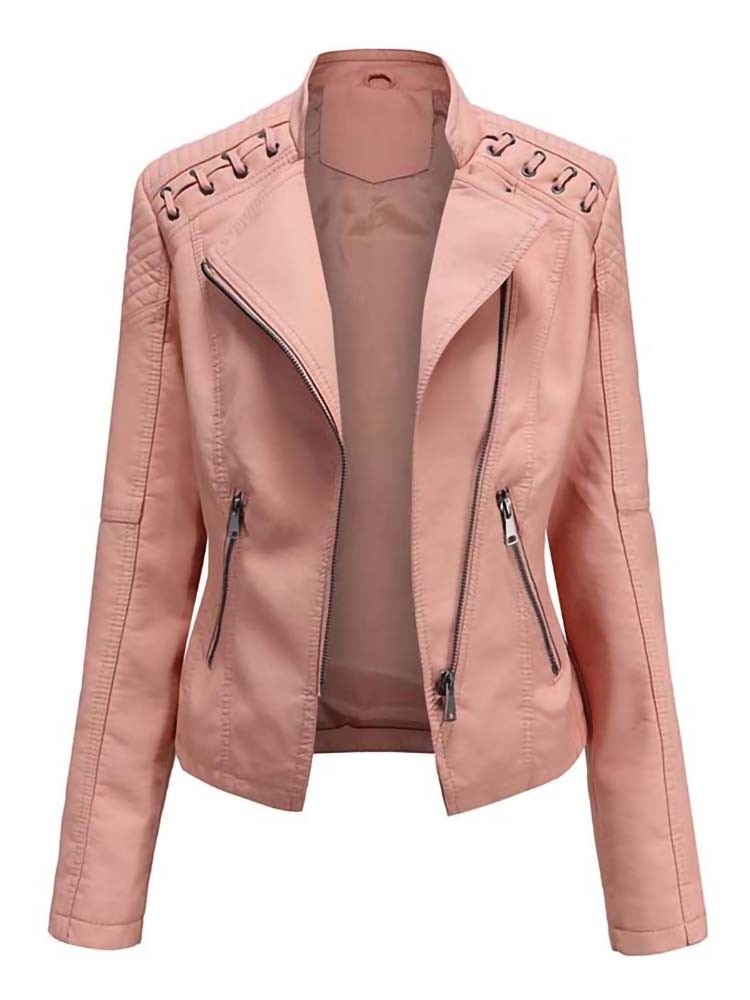 Biker style women's leather jacket