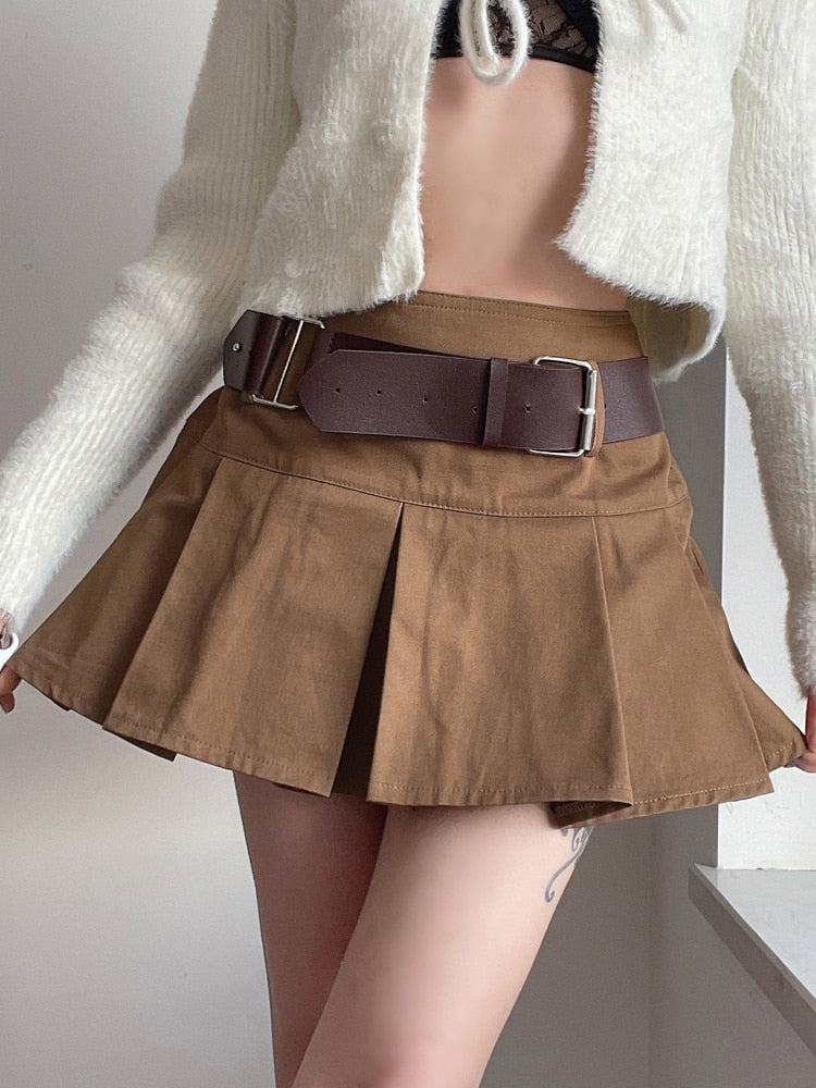 Mini skirt with belt for summer