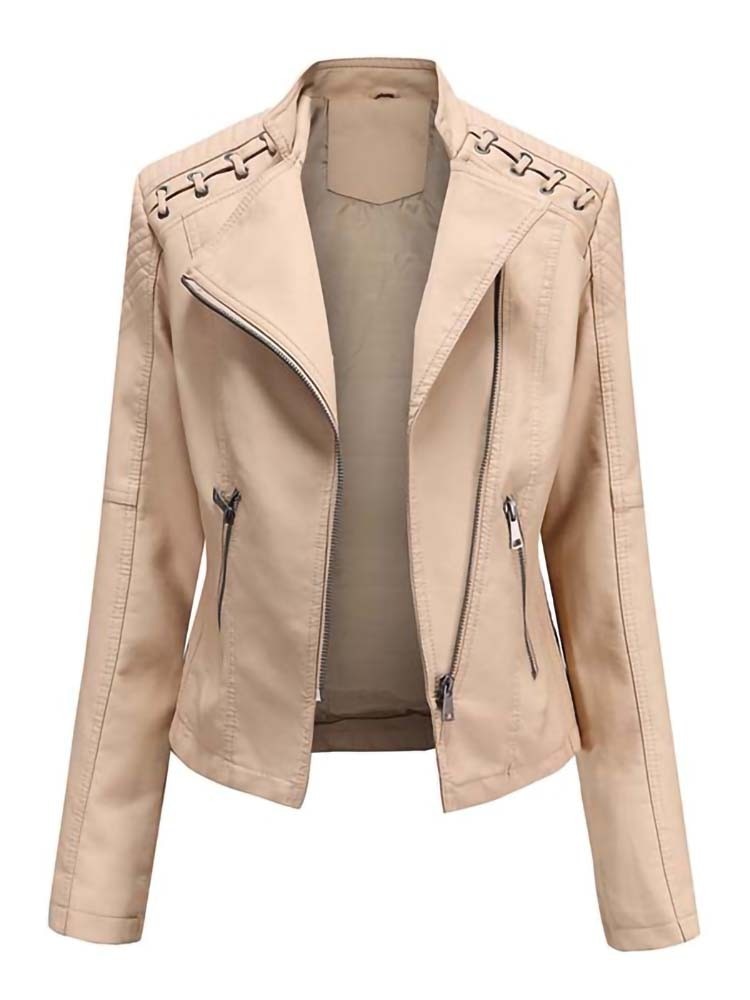 Biker style women's leather jacket