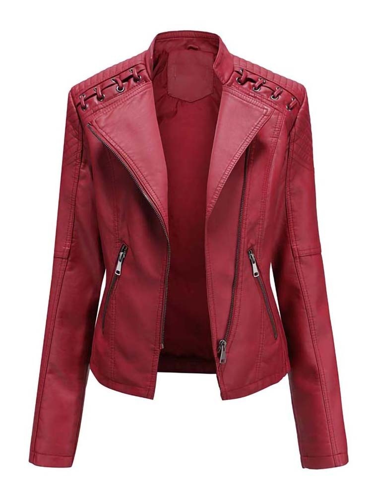 Biker style women's leather jacket