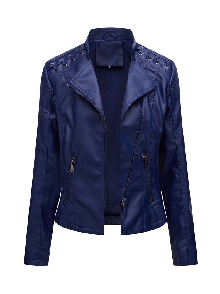 Biker style women's leather jacket