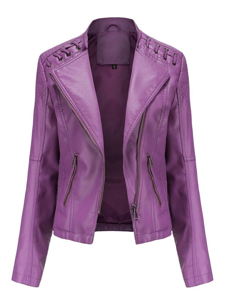 Biker style women's leather jacket