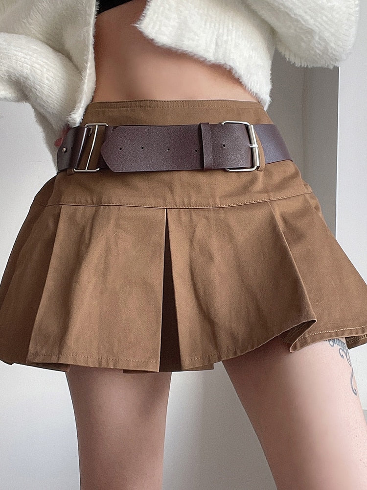 Mini skirt with belt for summer