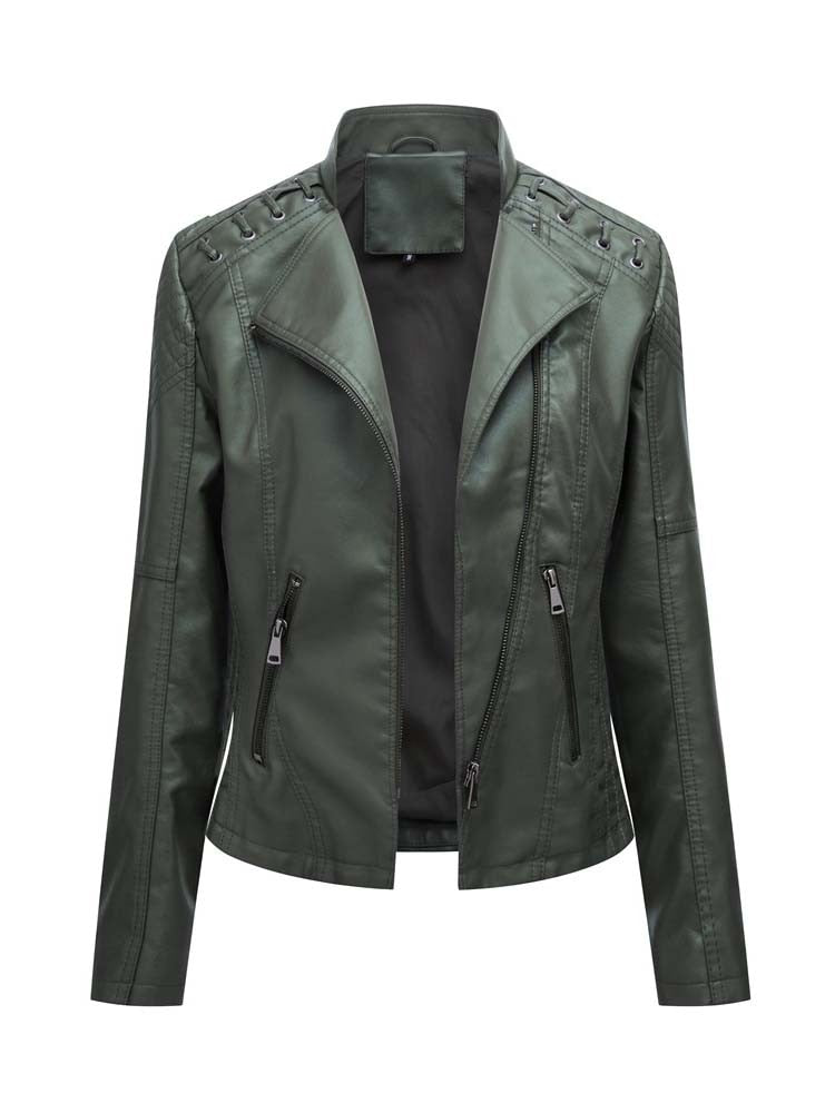 Biker style women's leather jacket