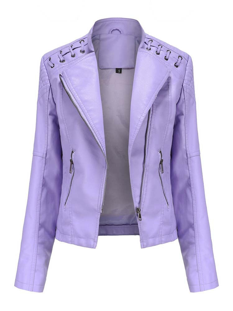 Biker style women's leather jacket