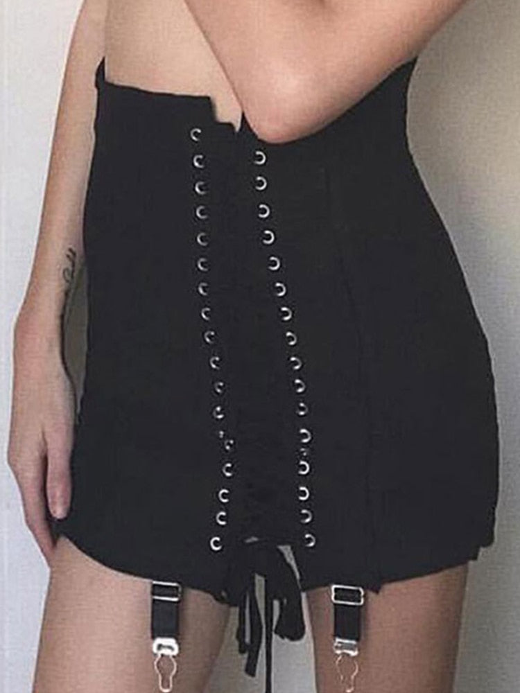 Long gothic knotted mini skirt